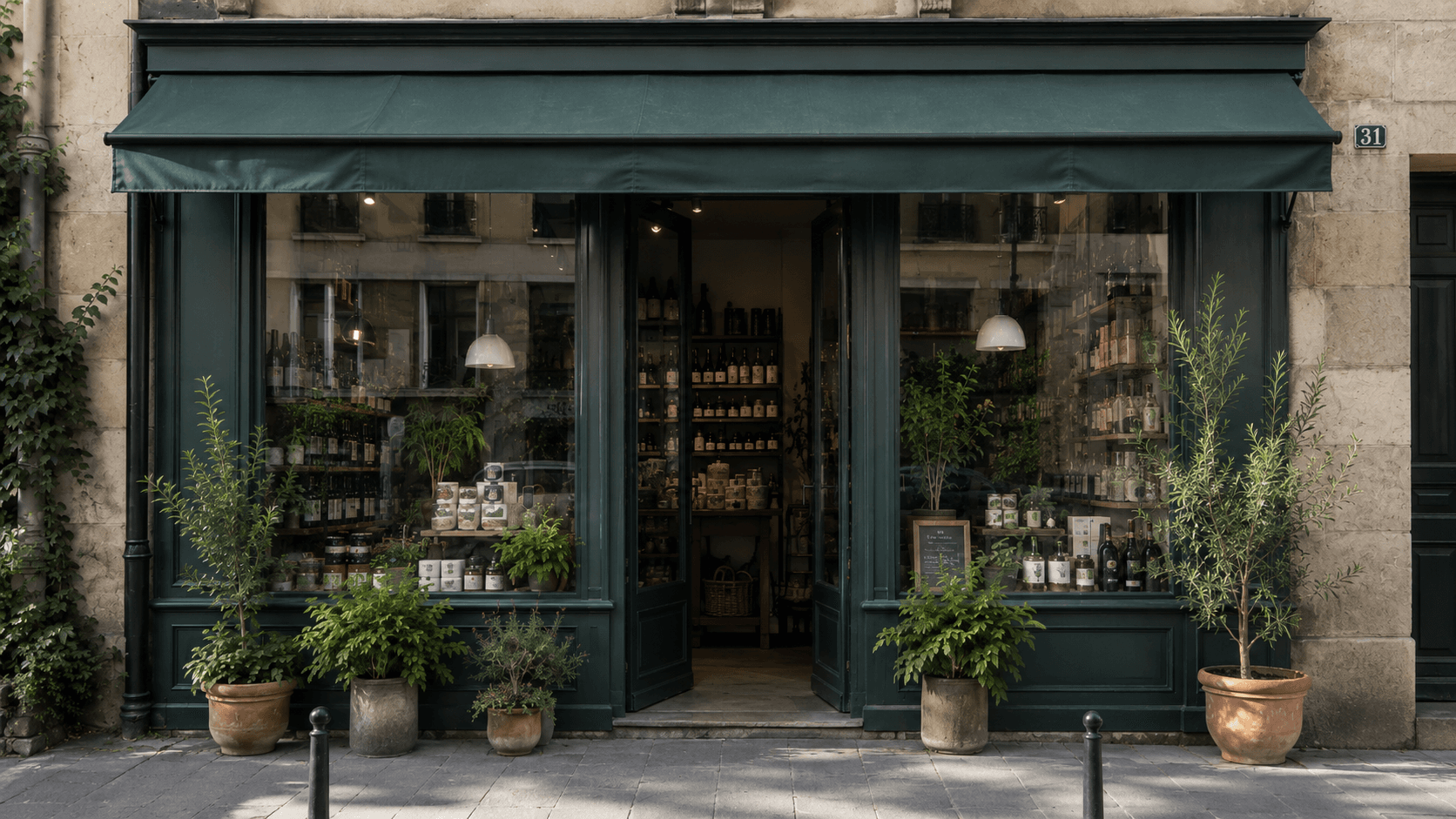 Devanture élégante d’un commerce de proximité