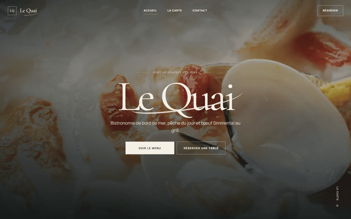 Aperçu du prototype de site restaurant Le Quai